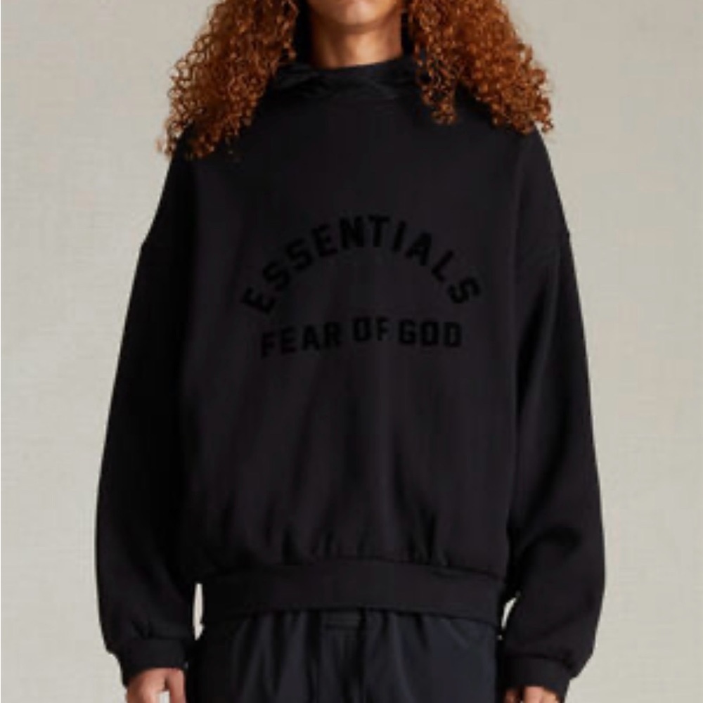 Essentials Black Graphic Print Hoodie Size Xxs